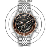 Michael Kors Bayville Chronograph Black Dial Silver Steel Strap Watch For Men - MK8725