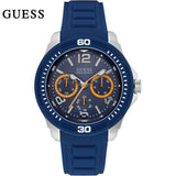 Guess Trade Blue Dial Blue Silicone Strap Watch for Men - W0967G2