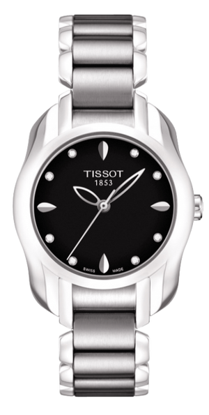 Tissot T Wave Black Dial Two Tone Steel Strap Watch For Women - T023.210.11.056.00