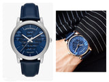 Emporio Armani Luigi Automatic Blue Dial Blue Leather Strap Watch For Men - AR60030