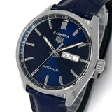 Tag Heuer Carrera Day Date Blue Dial Blue Leather Strap Watch for Men - WBN2012.FC6502