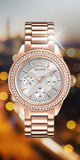 Bulova Crystal Silver Dial Rose Gold Steel Strap Watch for Women - 97N101