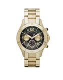 Marc Jacobs Rock Black Dial Gold Stainless Steel Strap Watch for Women - MBM3253