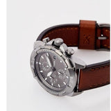 Fossil Bronson Chronograph Grey Dial Brown Leather Strap Watch for Men - FS5855