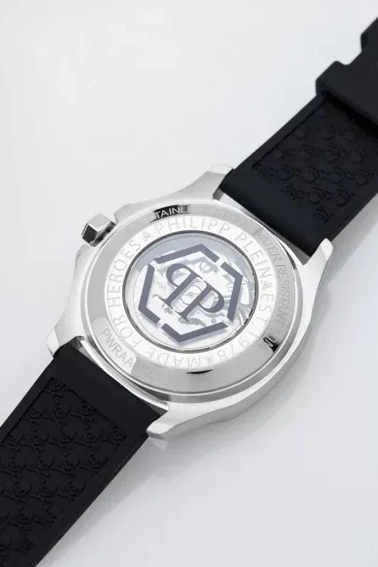 Philipp Plein High-Conic Automatic Silver Dial Black Silicone Strap Watch For Men- PWRAA0123