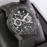 Tag Heuer Carrera Chronograph Tourbillion Titanium Carbon Black Dial Black Rubber Strap Watch for Men - CAR5A8W.FT6071