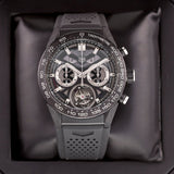 Tag Heuer Carrera Chronograph Tourbillion Titanium Carbon Black Dial Black Rubber Strap Watch for Men - CAR5A8W.FT6071