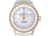 Breitling Navitimer Automatic 35 Mother of Pearl Dial White Leather Strap Watch for Women - U17395211A1P3