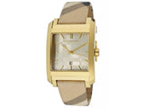 Burberry Nova Gold Tone Square Dial Leather Strap Watch for Women - BU1582