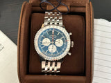 Breitling Navitimer B01 Chronograph 46 Blue Dial Silver Steel Strap Watch for Men - AB0137211C1A1