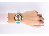 Burberry The City Gold Dial Blue Leather Strap Watch for Women - BU9018