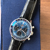 Breitling Navitimer B01 Chronograph 41 Blue Dial Black Leather Strap Watch for Men - AB0139241C1P1