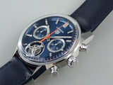 Tag Heuer Carrera Chronograph Tourbillion Blue Dial Blue Leather Strap Watch for Men - CBS5010.FC6543