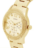 Guess Bedazzle Diamonds Gold Dial Gold Steel Strap Watch For Women - W1097L2