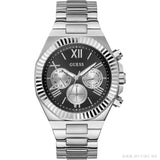 Guess Equity Analog Black Dial Silver Steel Strap Watch For Men - GW0703G1