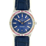 Breitling Chronomat Automatic 36 South Sea Blue Dial Blue Leather Strap Watch for Women - A10380611C1P1