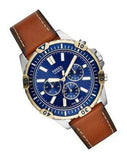 Fossil Garrett Chronograph Blue Dial Brown Leather Strap Watch for Men - FS5625