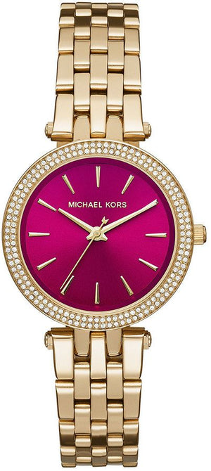 Michael Kors Darci Pink Dial Gold Steel Strap Watch for Women - MK3444