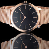 Calvin Klein Minimal Black Dial Rose Gold Mesh Bracelet Watch for Men - K3M2162Y