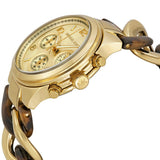 Michael Kors Runway Gold Dial Two Tone Steel Strap Watch for Women - MK4222