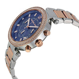 Michael Kors Parker Blue Dial Two Tone Steel Strap Watch for Women - MK6141