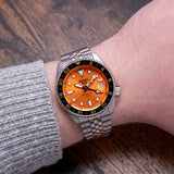 Seiko 5 Sports GMT Automatic Orange Dial Silver Steel Strap Watch For Men - SSK005K1