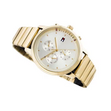 Tommy Hilfiger Blake White Dial Gold Steel Strap Watch for Women - 1781905