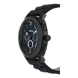 Fossil Machine Chronograph Black Dial Black Silicone Strap Watch for Men - FS4487