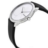 Calvin Klein Minimal Silver Dial Black Leather Strap Watch for Men - K3M211CY