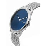 Calvin Klein Minimal Blue Dial Silver Mesh Bracelet Watch for Men - K3M2112N