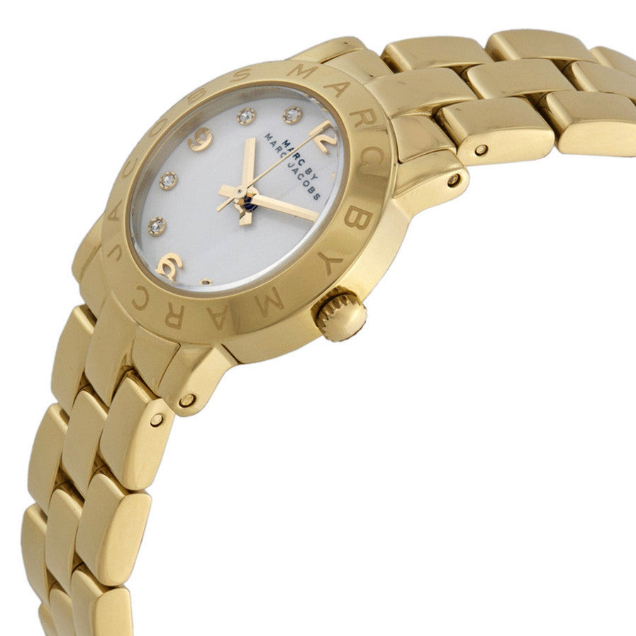 Marc Jacobs Mini Amy White Dial Gold Steel Strap Watch for Women - MBM3057