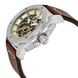 Fossil Modern Machine Automatic Skeleton White Dial Brown Leather Strap Watch for Women - ME3083