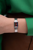 Gucci G Frame Quartz Diamonds Green & Red Mother of Pearl Dial Silver Mesh Bracelet Watch For Women - YA147510