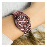 Fossil Perfect Boyfriend Multifunction Maroon Dial Maroon Steel Strap Watch for Women - ES4110