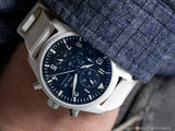 IWC Pilot's Watch Chronograph Top Gun Edition 'Lake Tahoe' Black Dial White Leather Strap Watch for Men - IW389105