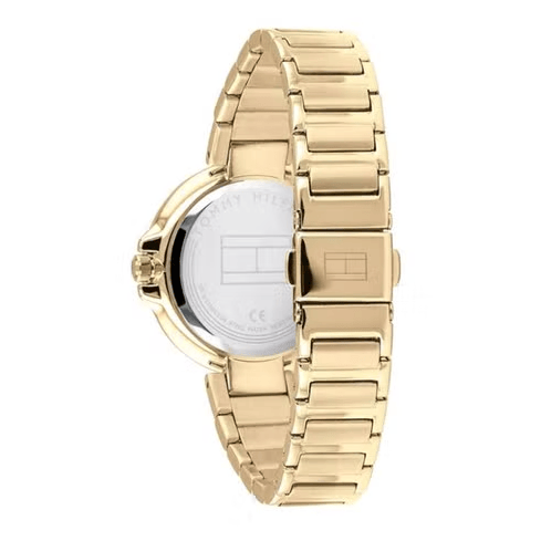 Tommy Hilfiger Angela White Dial Gold Steel Strap Watch for Women - 1782128