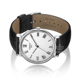 Tissot Everytime Medium White Dial Black Leather Strap Watch For Men - T109.410.16.033.01