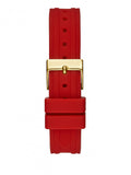 Guess Cosmo Diamonds Gold Dial Red Rubber Strap Watch for Women - GW0034L6