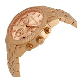 Michael Kors Ritz Chronograph Rose Gold Dial Rose Gold Steel Strap Watch for Women - MK6077