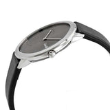 Calvin Klein Minimal Black Dial Black Leather Strap Watch for Men - K3M211C3