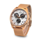 Tissot T Classic PR 100 White Dial Rose Gold Mesh Bracelet Watch For Men - T101.417.33.031.01