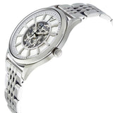 Emporio Armani Meccanico Skeleton Silver Dial Silver Steel Strap Watch For Men - AR1945