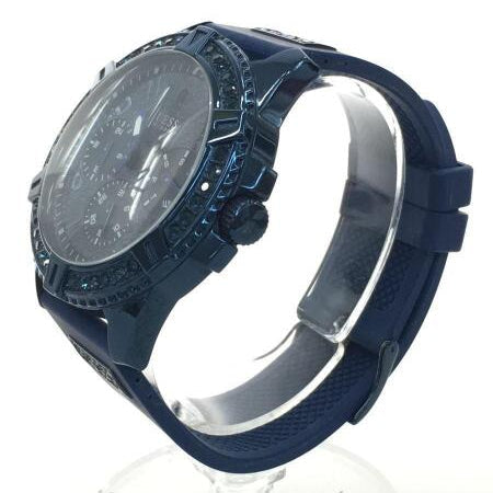 Guess Frontier Crystals Blue Dial Blue Silicon Strap Watch For Men - W1132G4