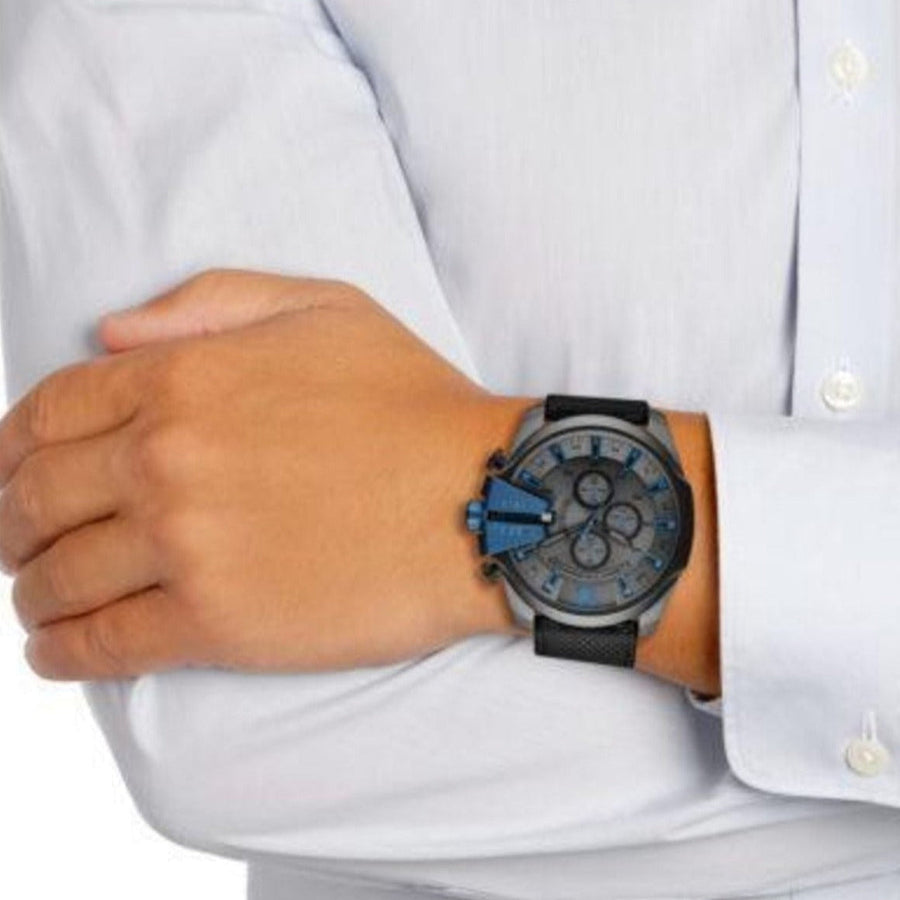 Diesel Mega Chief Chronograph Black Dial Black Nylon Strap Watch For Men - DZ4500