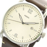 Fossil The Commuter White Dial Brown Leather Strap Watch for Men - FS5275