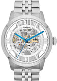 Fossil Townsman Automatic Skeleton Silver Dial Silver Steel Strap Watch for Men - ME3044