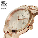 Burberry The City Beige Dial Beige Leather Strap Watch for Women - BU9109