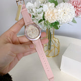 Michael Kors Runway Three Hand Crystal Pave Dial Pink Rubber Strap Watch For Women - MK6854