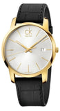 Calvin Klein City Mother of Pearl White Dial Black Leather Strap Watch for Men - K2G2G5C6