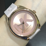 Michael Kors Janelle Three Hand Rose Gold Dial Pink Rubber Strap Watch For Women - MK7139